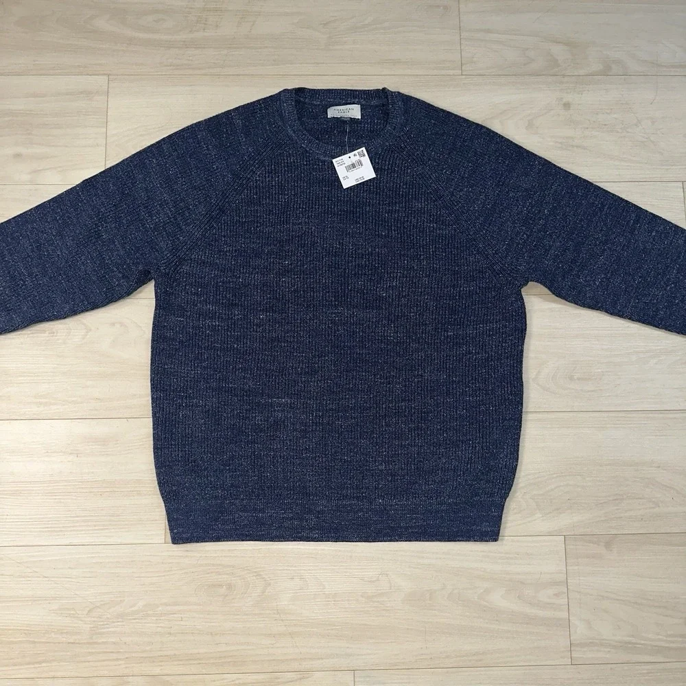 NWT American Eagle Men's Knit Crewneck Sweater Mens XL Blue Speckled Casual Soft